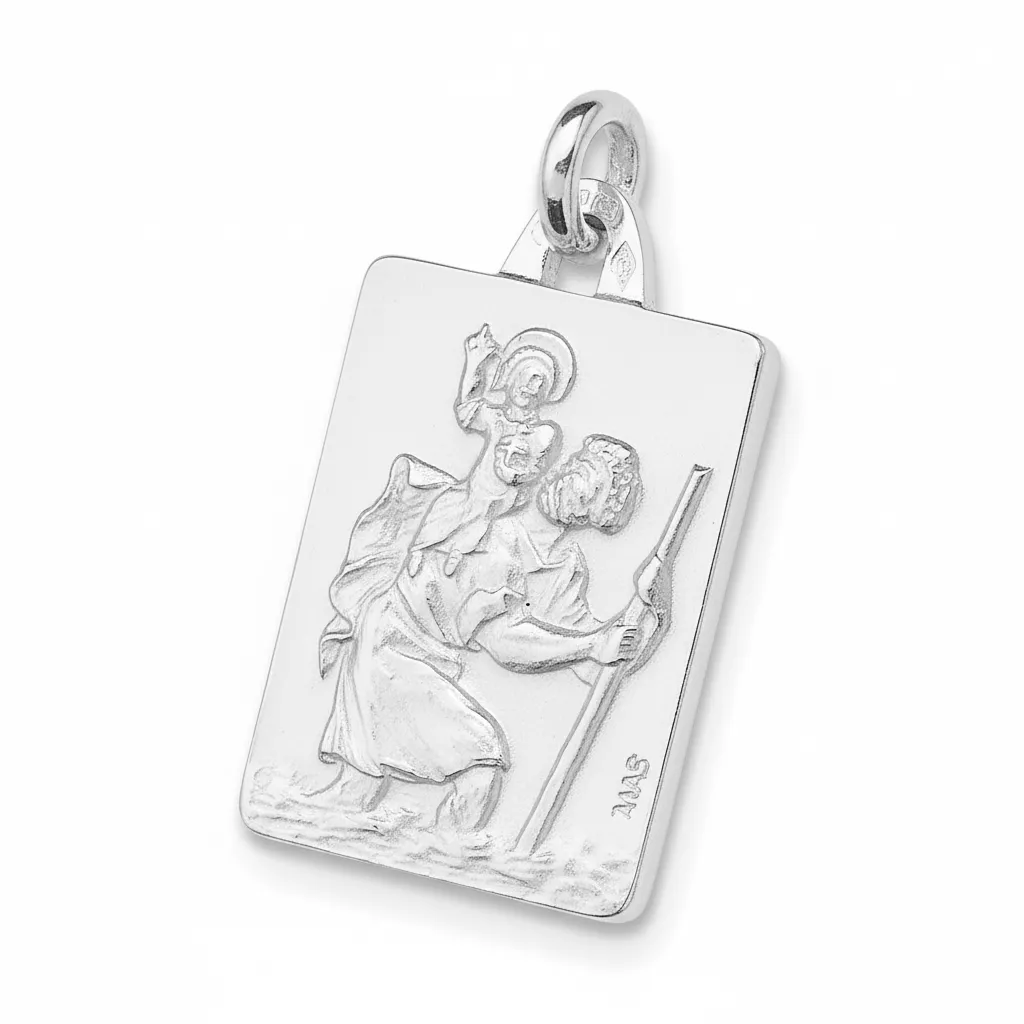 Pendentif Médaille Argent Saint Christophe portant Jésus - Pendentif en Argent 925 - Bijoux en Vogue