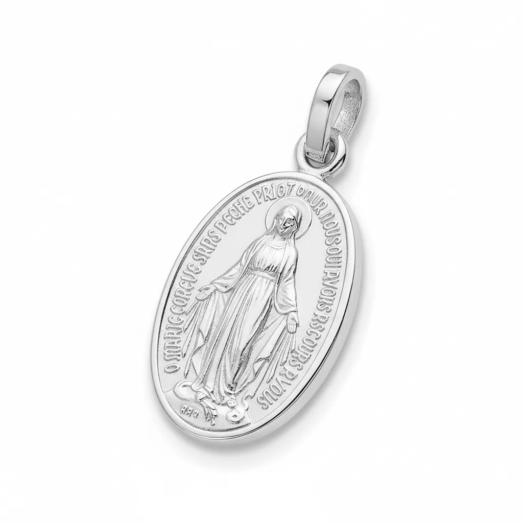 Pendentif Médaille Argent Vierge Marie - Pendentif en Argent 925 - Bijoux en Vogue