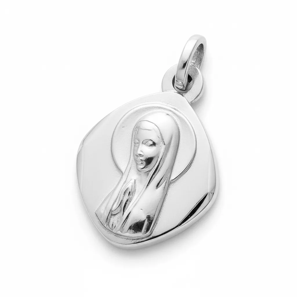 Pendentif Médaille Argent Vierge Marie - Pendentif en Argent 925 - Bijoux en Vogue