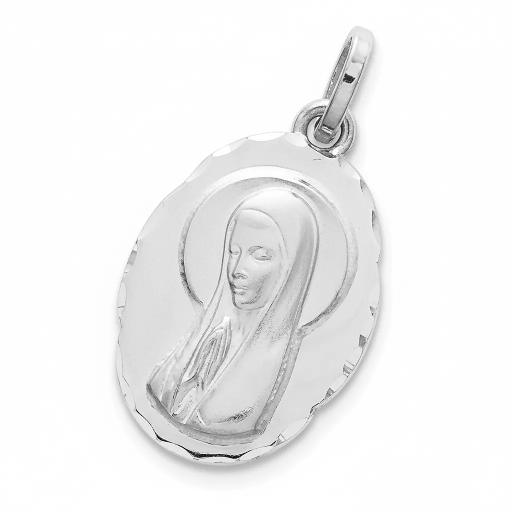 Pendentif Médaille Argent Vierge Marie - Pendentif en Argent 925 - Bijoux en Vogue