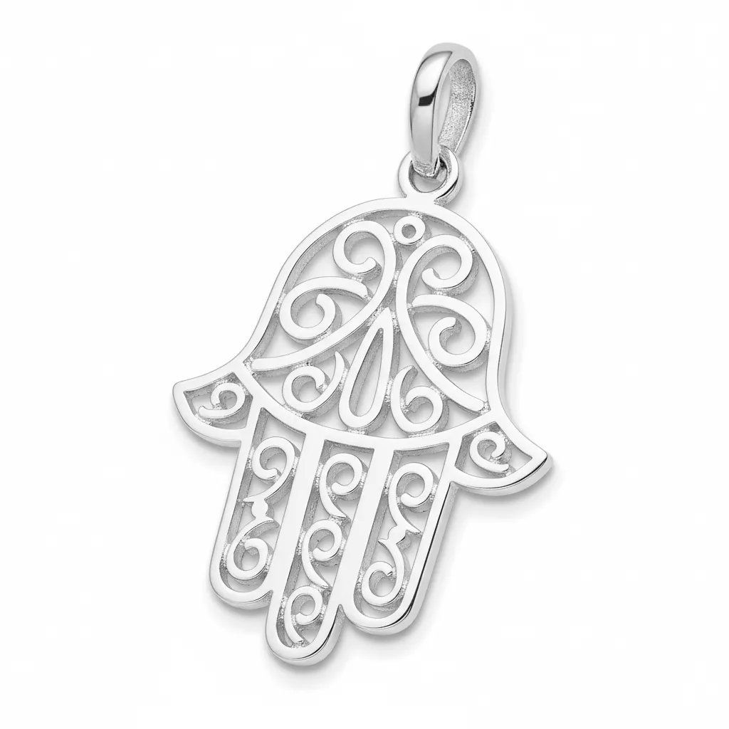 Pendentif Parchemin Argent Main de Fatma - Pendentif en Argent 925 - Bijoux en Vogue