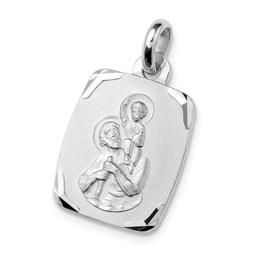 Pendentif Fanghao Parchemin Argent Saint Christophe portant Jésus - Pendentif en Argent 925 - Bijoux en Vogue