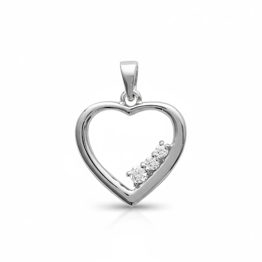 Pendentif Argent Carbona Zirconium Coeurs - Pendentif en Argent 925 - Bijoux en Vogue