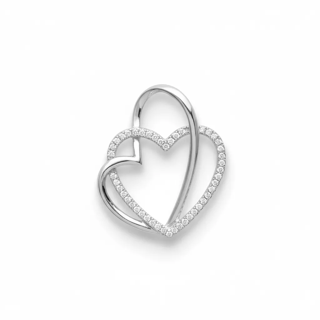 Pendentif Argent Auryllia Zirconium Coeurs - Pendentif en Argent 925 - Bijoux en Vogue