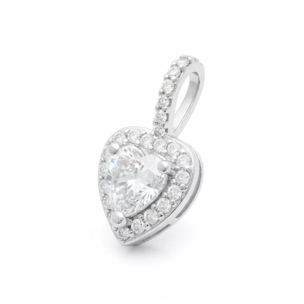 Pendentif Argent Mouassanga Zirconium Coeurs Joaillerie Entourage - Pendentif en Argent 925 - Bijoux en Vogue