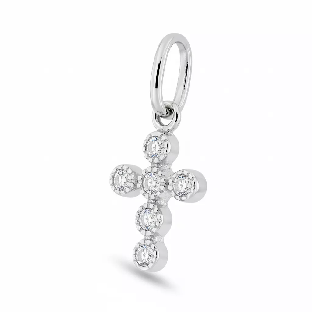 Pendentif Argent Zirconium Croix Chrétienne - Pendentif en Argent 925 - Bijoux en Vogue