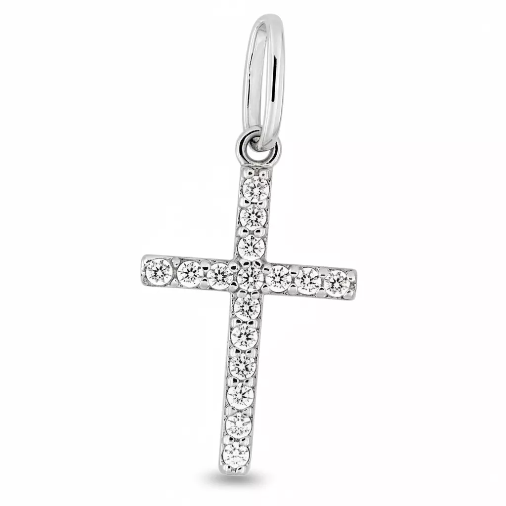 Pendentif Argent Zirconium Croix Chrétienne - Pendentif en Argent 925 - Bijoux en Vogue