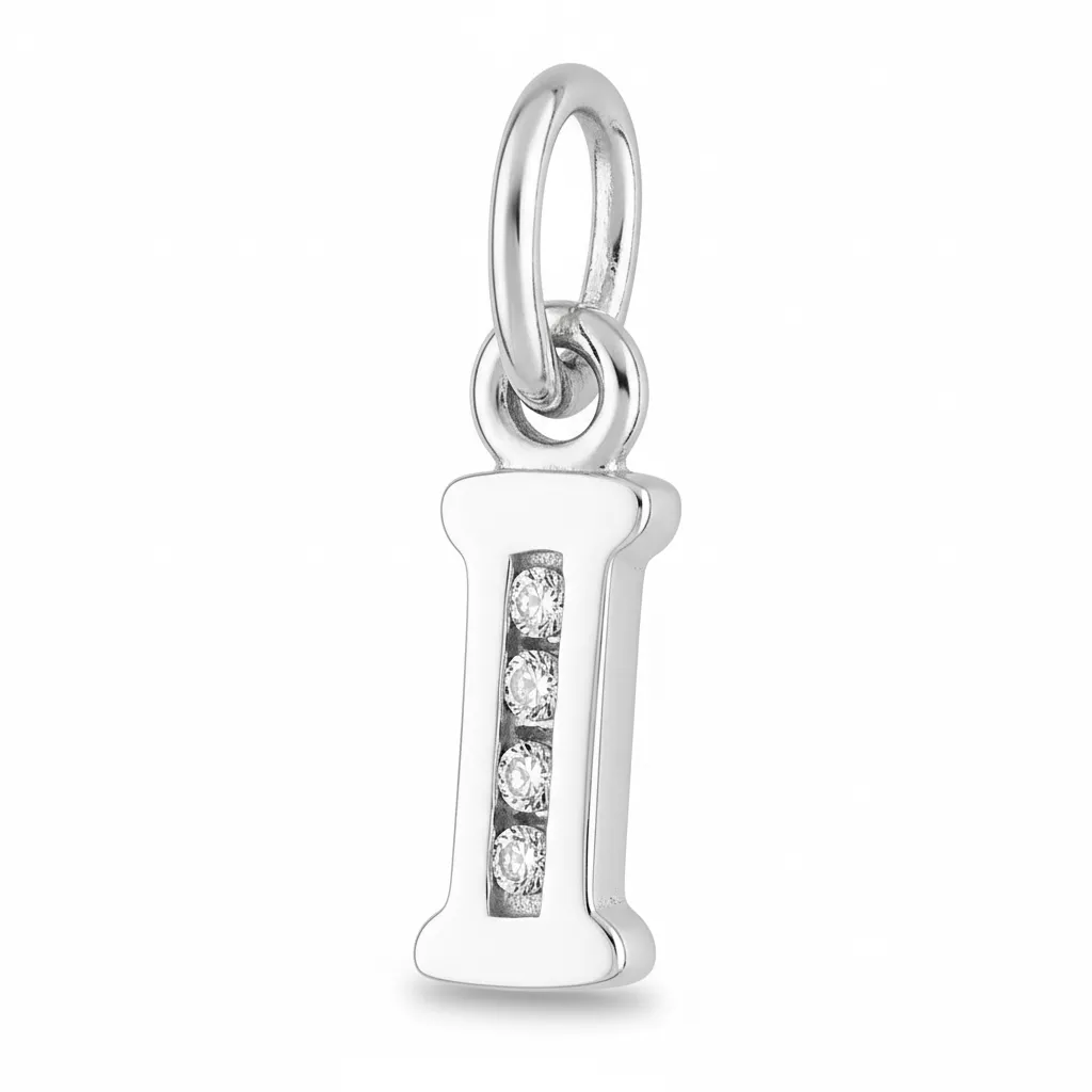 Pendentif Argent Zirconium Lettre I - Pendentif en Argent 925 - Bijoux en Vogue