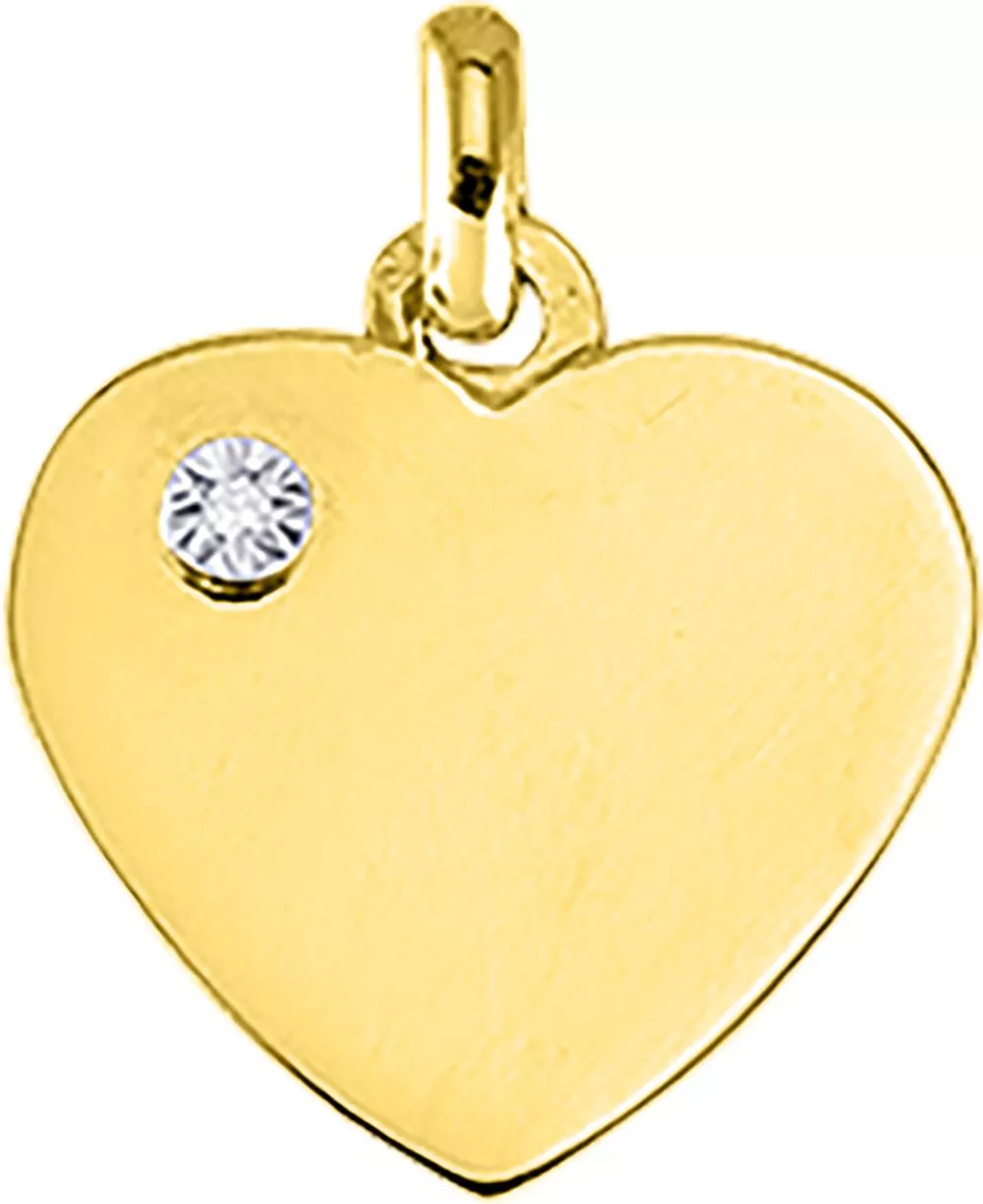 Pendentif Or Blanc et Jaune Arika Diamant Coeur - Pendentif en Or 375 9k - Bijoux en Vogue