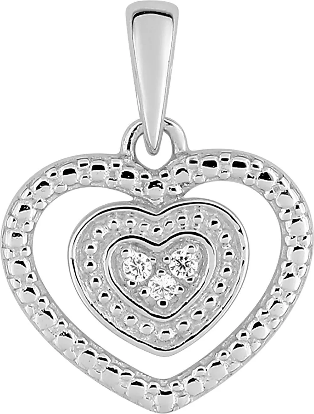 Pendentif Or Blanc Cortella Diamant Coeur - Pendentif en Or 375 9k - Bijoux en Vogue