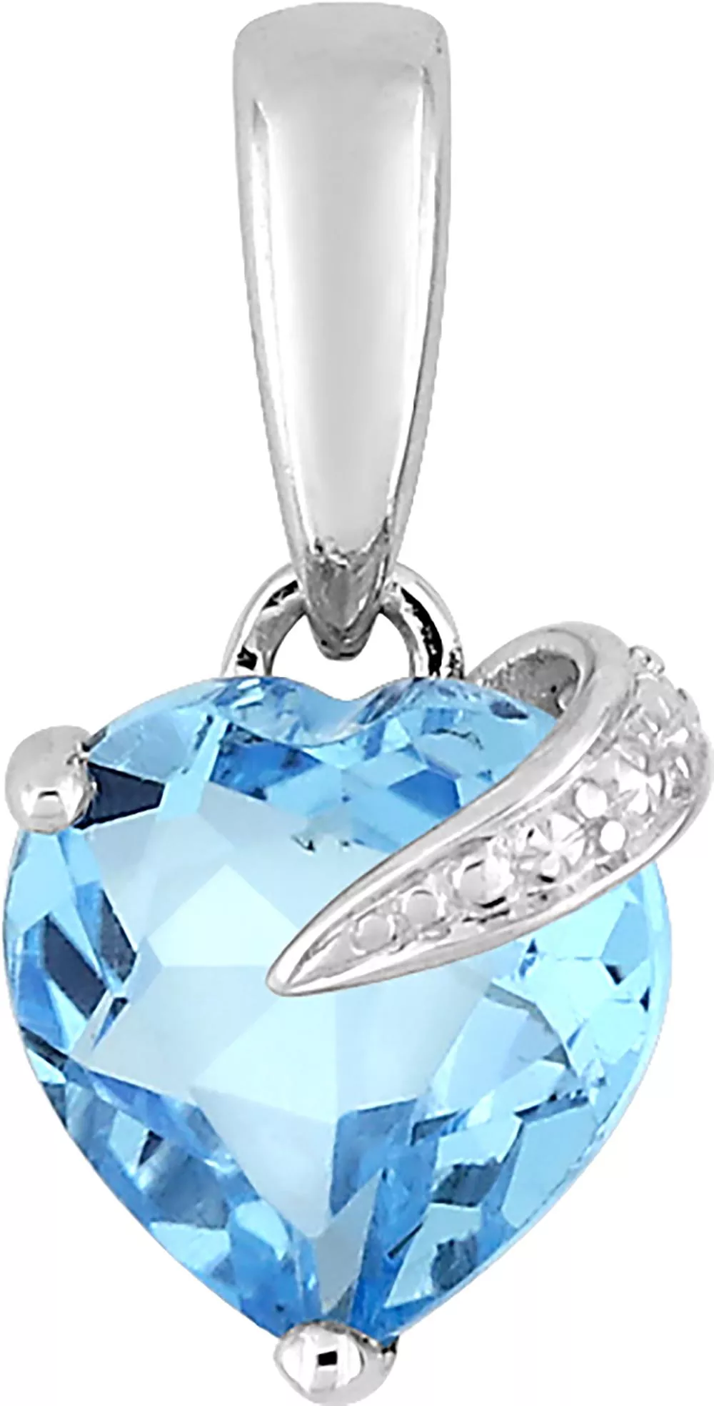 Pendentif Or Blanc Sebtia bleu Topaze - Pendentif en Or 375 9k - Bijoux en Vogue