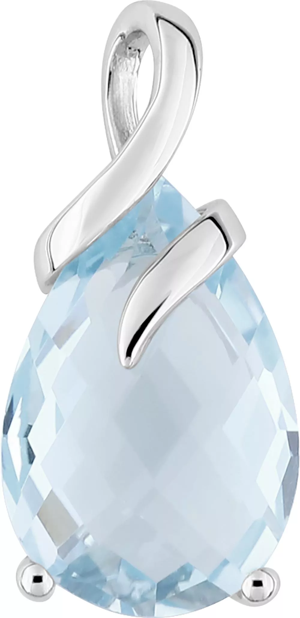 Pendentif Or Blanc Chancelvie bleu Topaze - Pendentif en Or 375 9k - Bijoux en Vogue