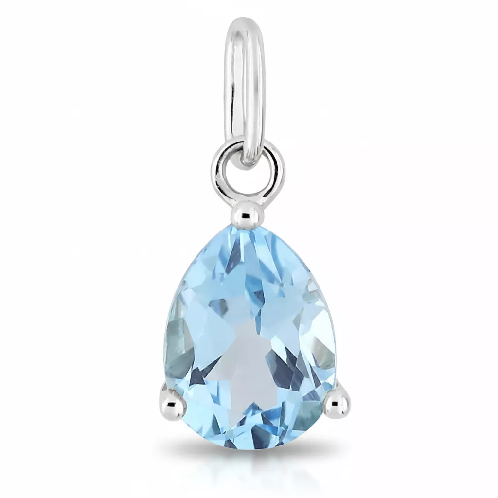 Pendentif Or Blanc Kryslie bleu Topaze - Pendentif en Or 375 9k - Bijoux en Vogue