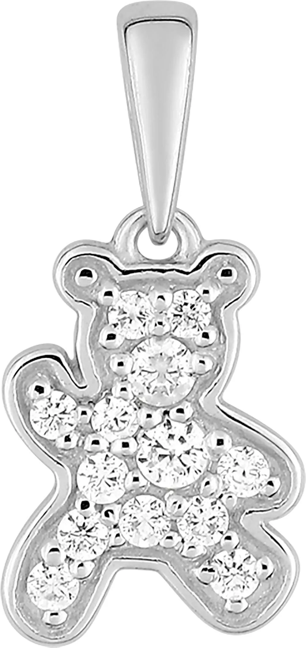 Pendentif Or Blanc Cysique Zirconium Ours - Pendentif en Or 375 9k - Bijoux en Vogue