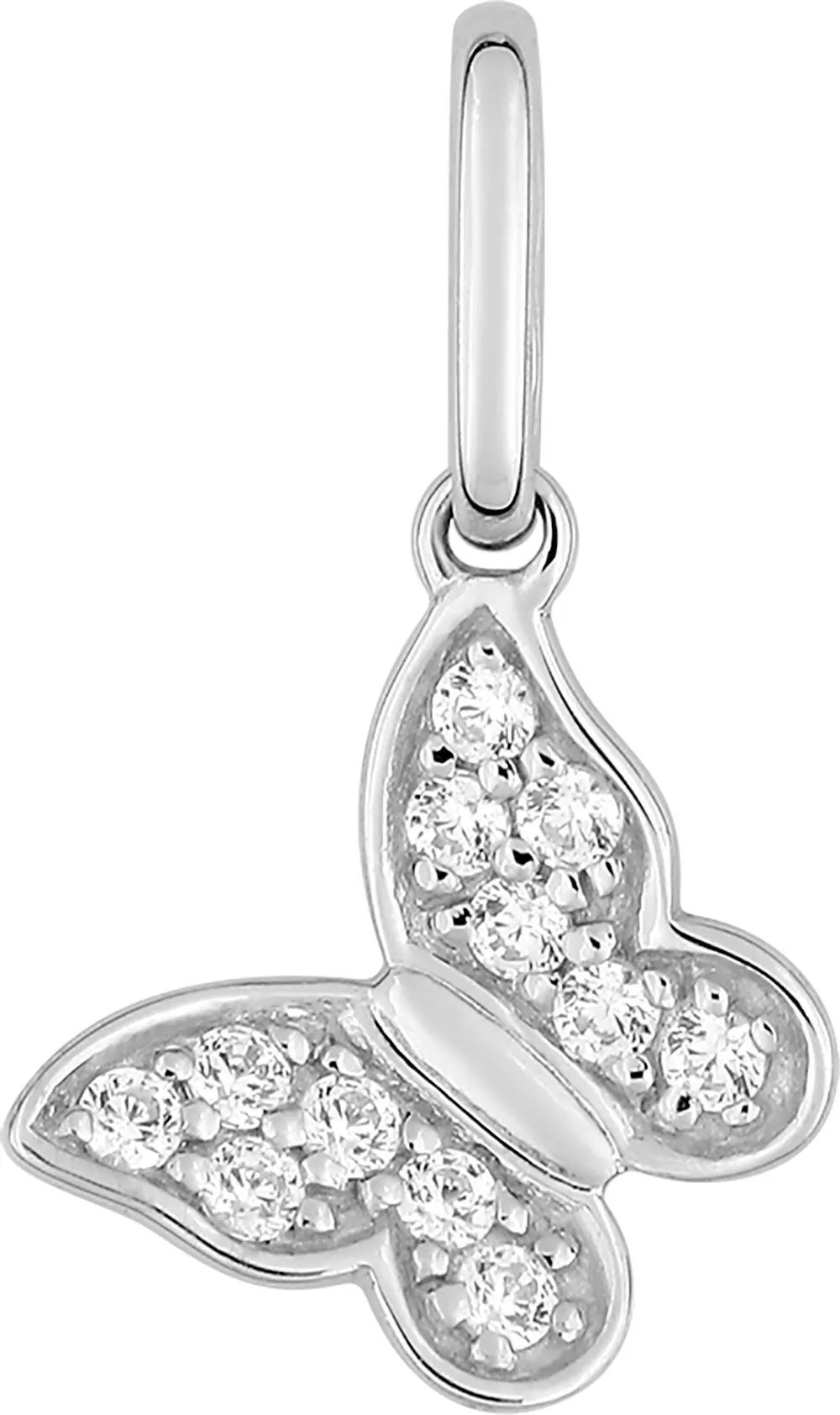 Pendentif Or Blanc Lahourguette Zirconium Papillon - Pendentif en Or 375 9k - Bijoux en Vogue