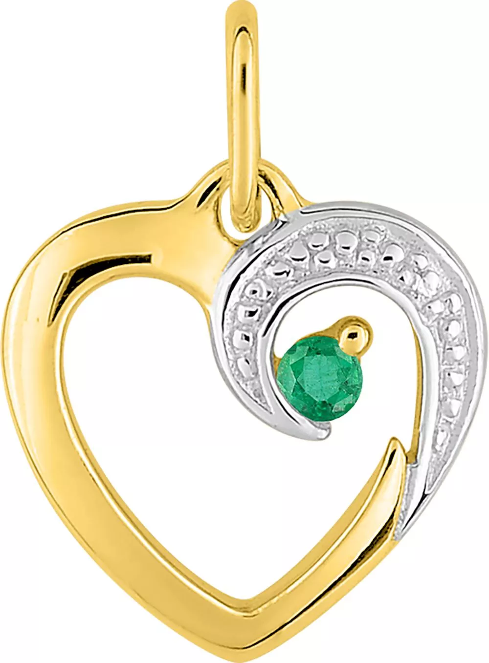 Pendentif Médaille Or Emeraude Coeur - Pendentif en Or 375 9k - Bijoux en Vogue