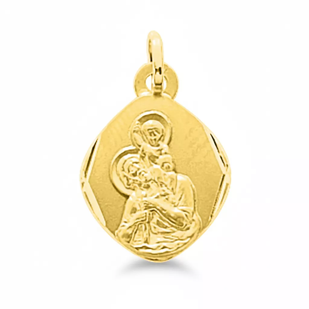 Pendentif Médaille Or Saint Christophe portant Jésus - Pendentif en Or 375 9k - Bijoux en Vogue