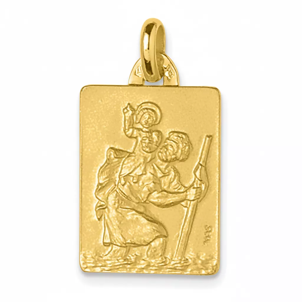 Pendentif Médaille Or Saint Christophe portant Jésus - Pendentif en Or 375 9k - Bijoux en Vogue