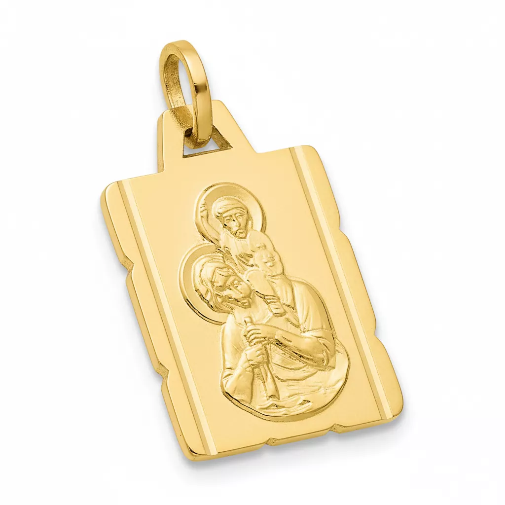 Pendentif Médaille Or Saint Christophe portant Jésus - Pendentif en Or 375 9k - Bijoux en Vogue