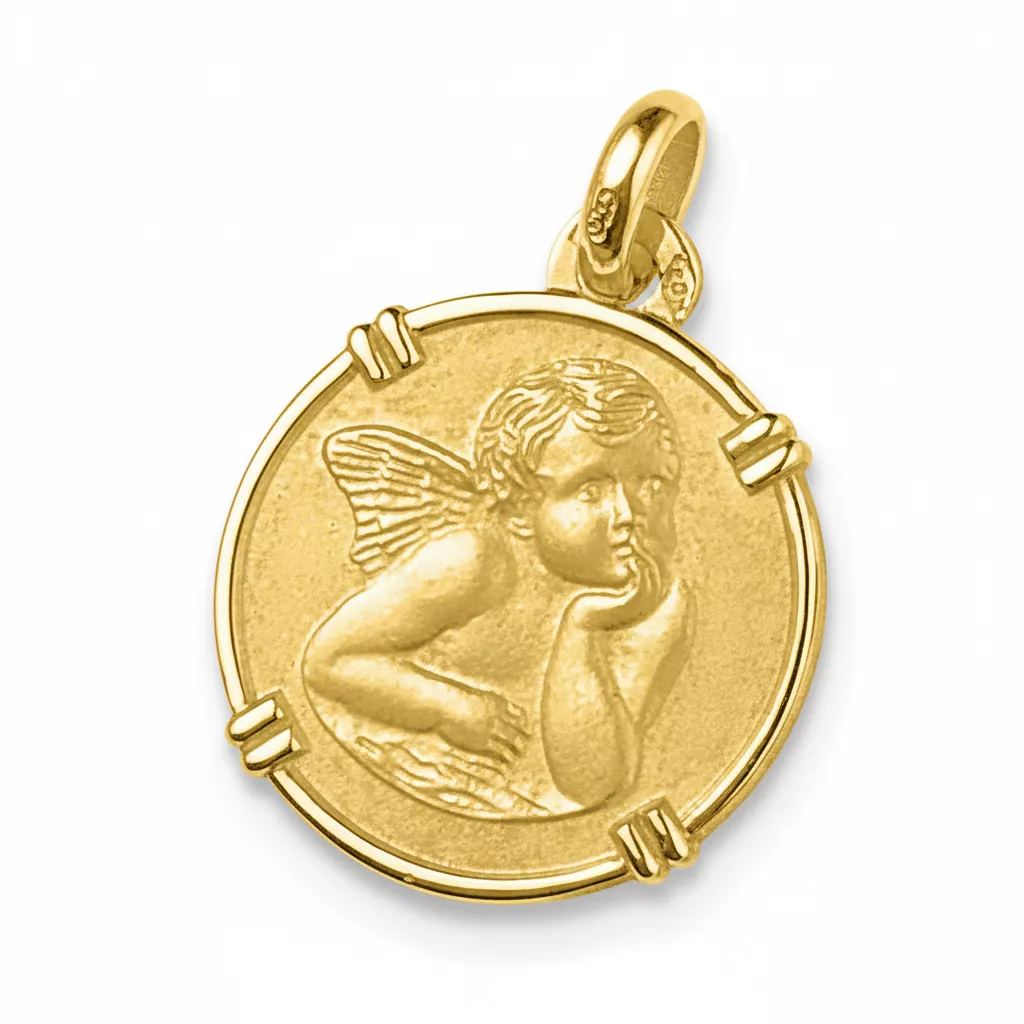 Pendentif Médaille Or Ange de Raphaël - Pendentif en Or 375 9k - Bijoux en Vogue