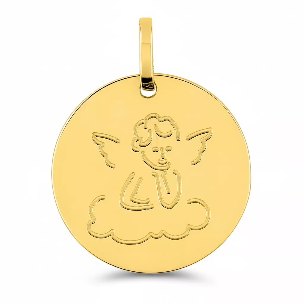 Pendentif Médaille Or Ange de Raphaël - Pendentif en Or 375 9k - Bijoux en Vogue