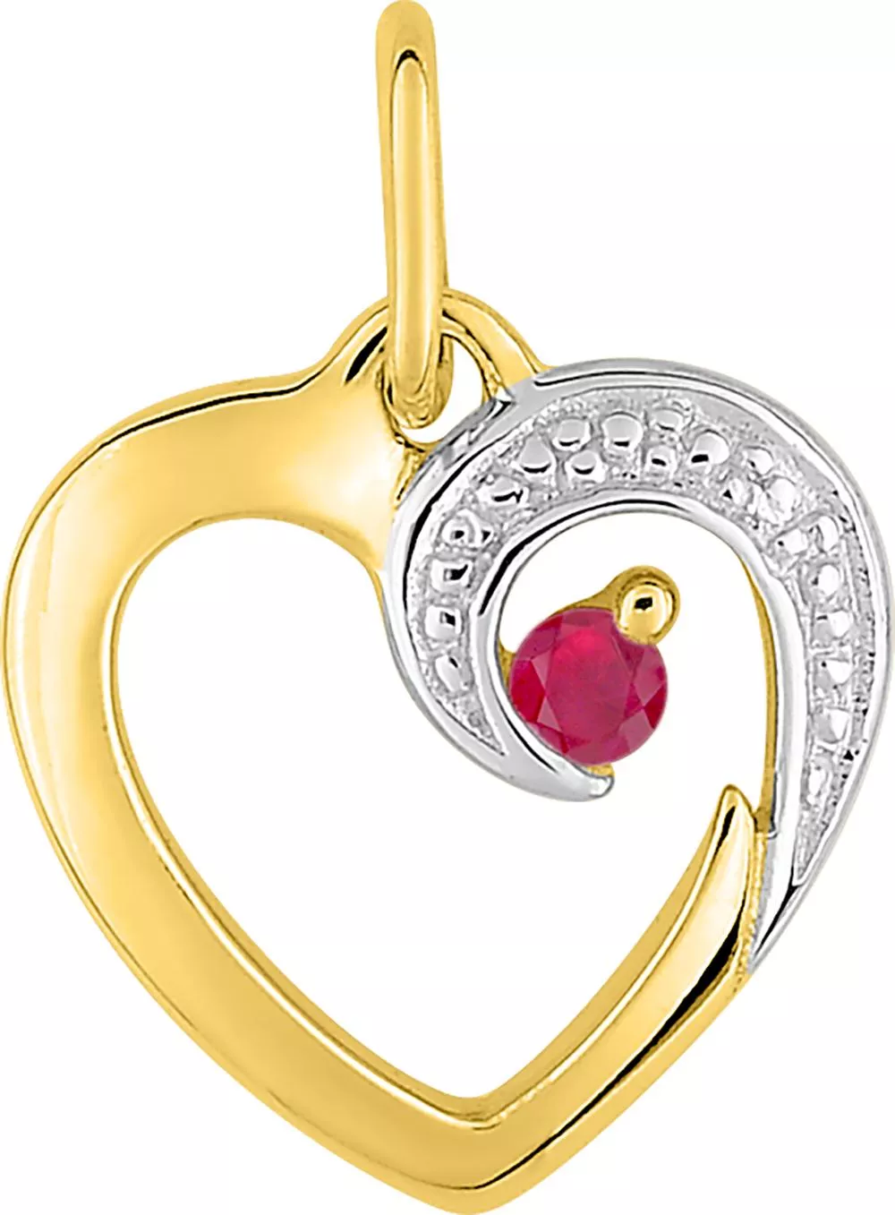 Pendentif Médaille Or Rubis Coeur - Pendentif en Or 375 9k - Bijoux en Vogue