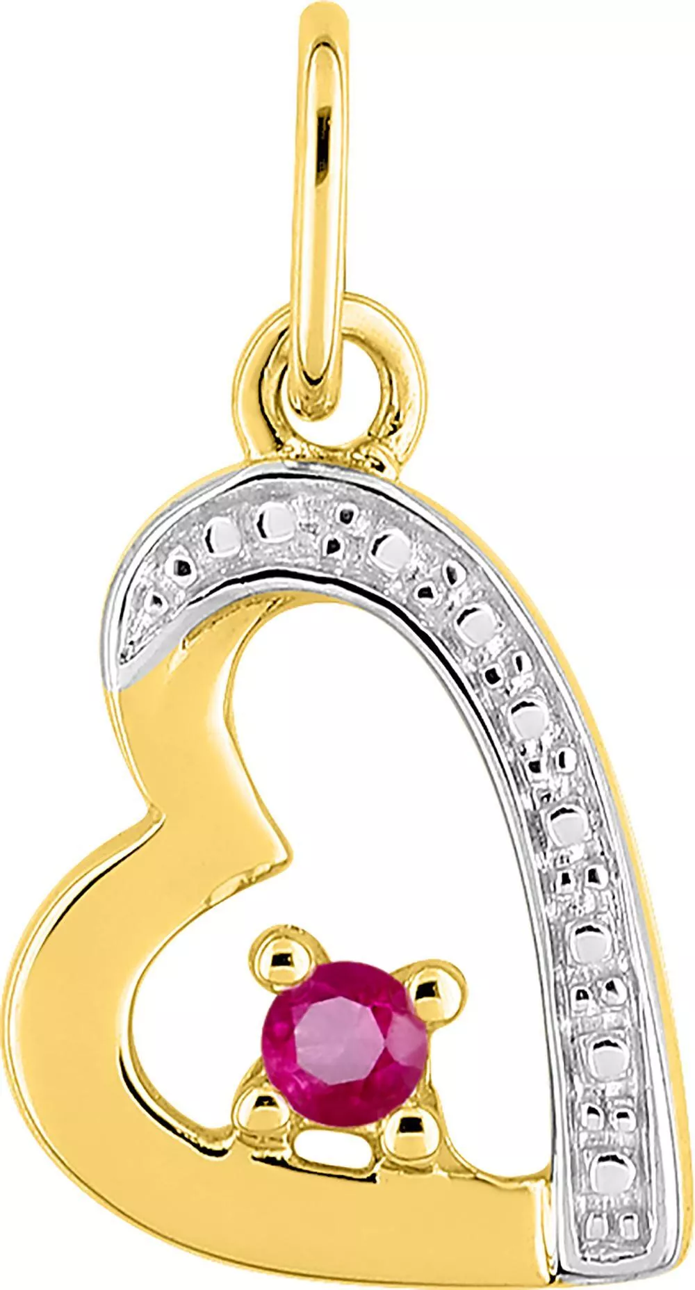 Pendentif Médaille Or Rubis Coeur - Pendentif en Or 375 9k - Bijoux en Vogue