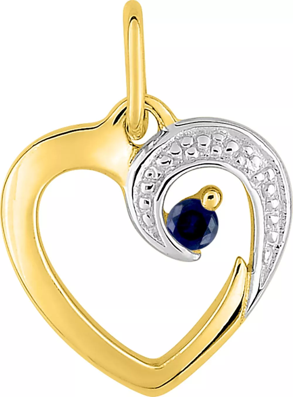 Pendentif Médaille Or Saphir Coeur - Pendentif en Or 375 9k - Bijoux en Vogue