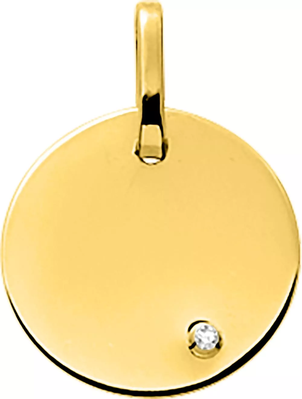 Pendentif Médaille Or Zirconium - Pendentif en Or 375 9k