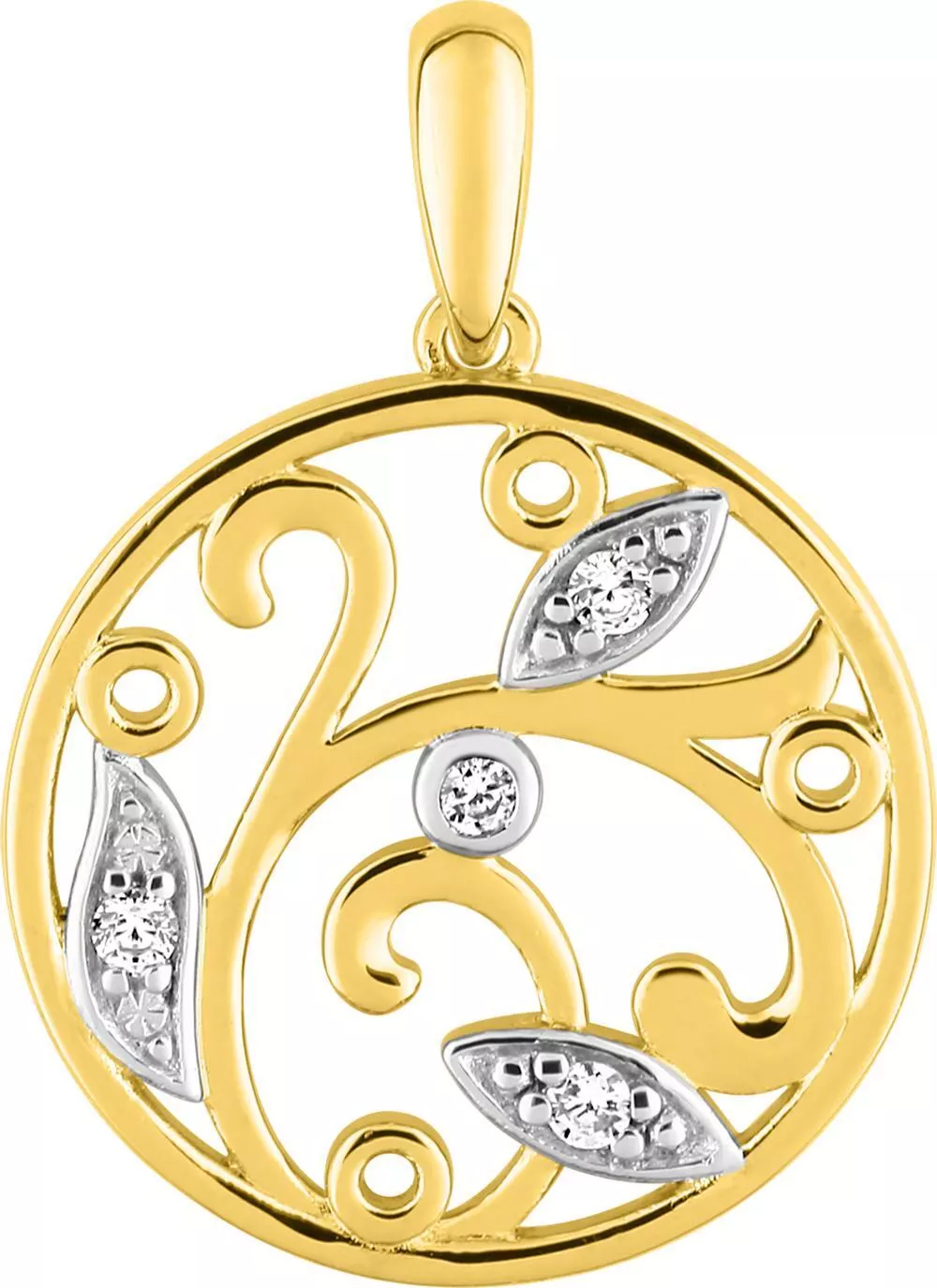 Pendentif Médaille Or Zirconium - Pendentif en Or 375 9k