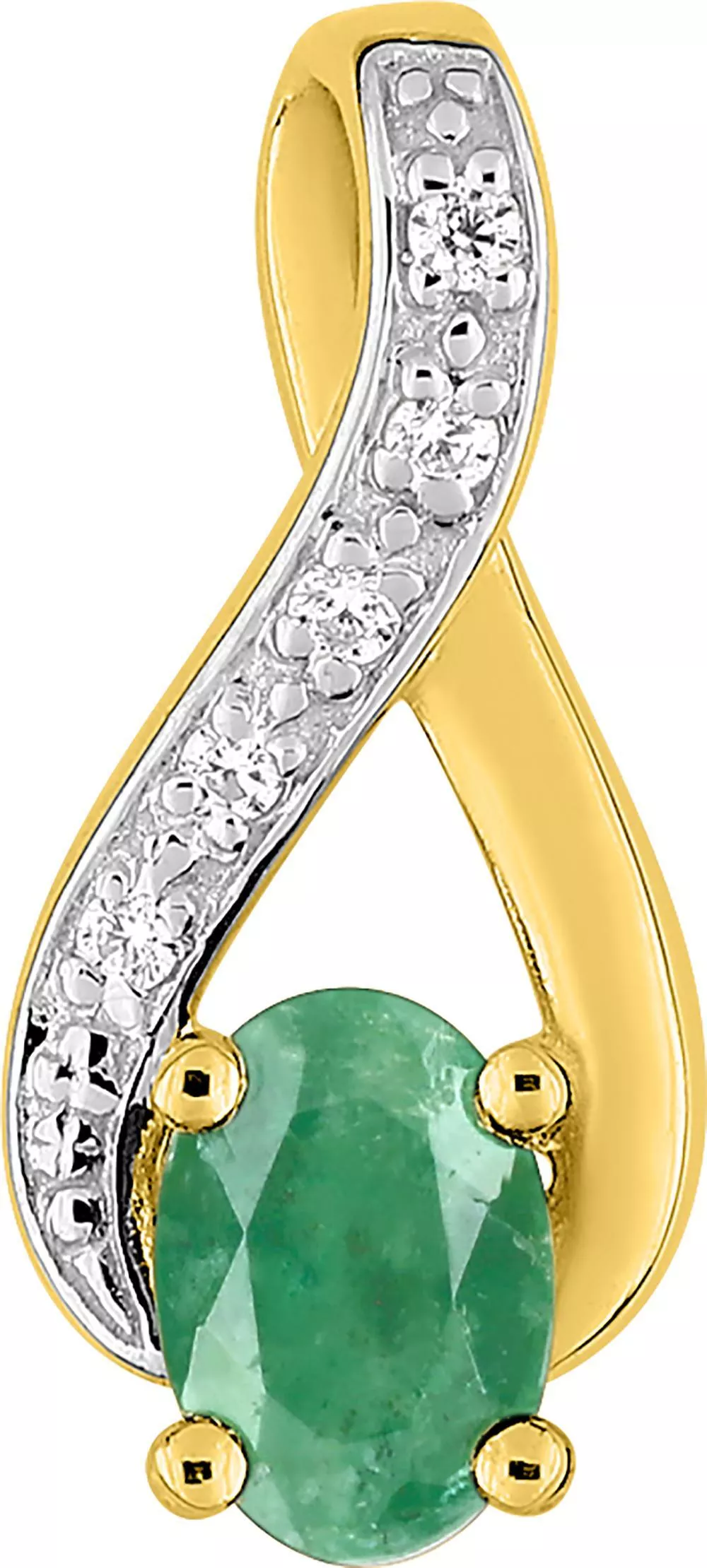 Pendentif Médaille Or Zirconium Emeraude - Pendentif en Or 375 9k