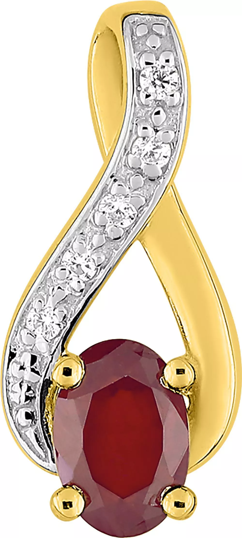 Pendentif Médaille Or Zirconium Rubis - Pendentif en Or 375 9k