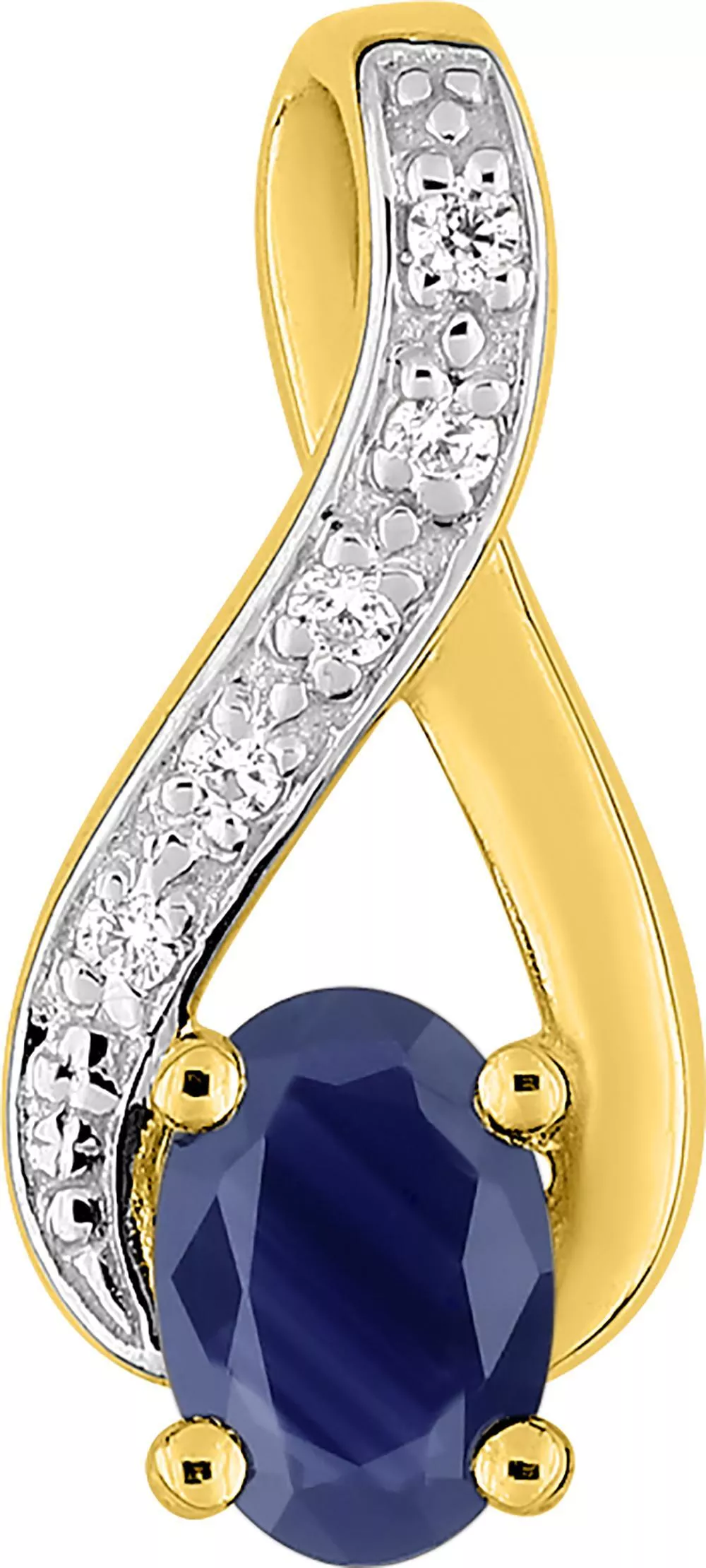 Pendentif Médaille Or Zirconium Saphir - Pendentif en Or 375 9k