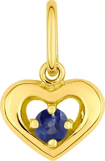 Pendentif Or Assie Saphir Coeur - Pendentif en Or 375 9k - Bijoux en Vogue