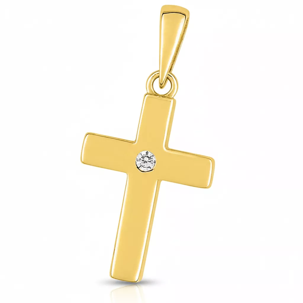 Pendentif Or Zirconium Croix Chrétienne - Pendentif en Or 375 9k - Bijoux en Vogue
