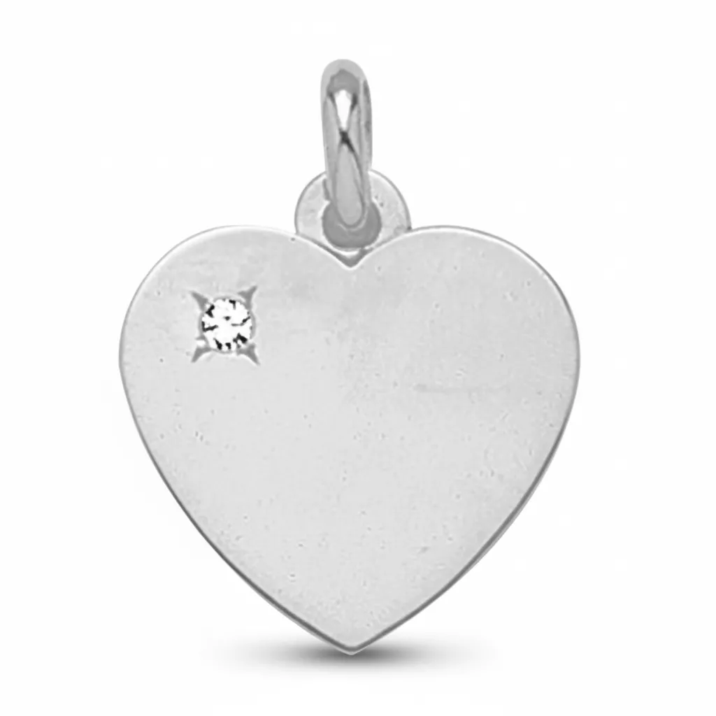 Pendentif Or Blanc Tafiha Diamant Coeur - Pendentif en Or 750 18k - Bijoux en Vogue