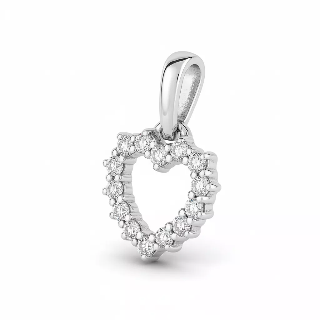 Pendentif Or Blanc Ignacine Diamant Coeur - Pendentif en Or 750 18k - Bijoux en Vogue