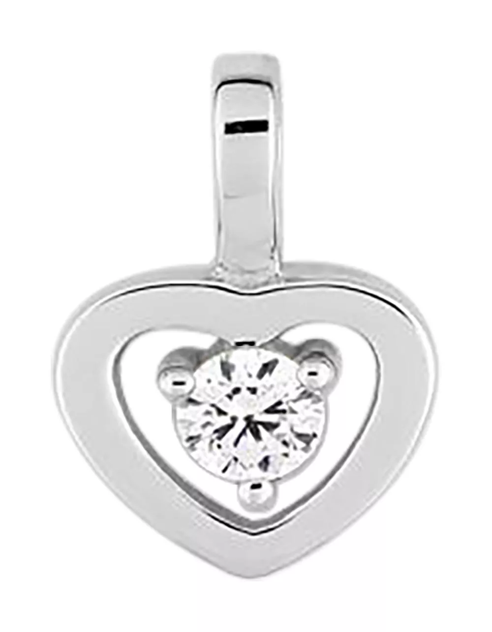 Pendentif Or Blanc Amarelle Diamant Coeur - Pendentif en Or 750 18k - Bijoux en Vogue