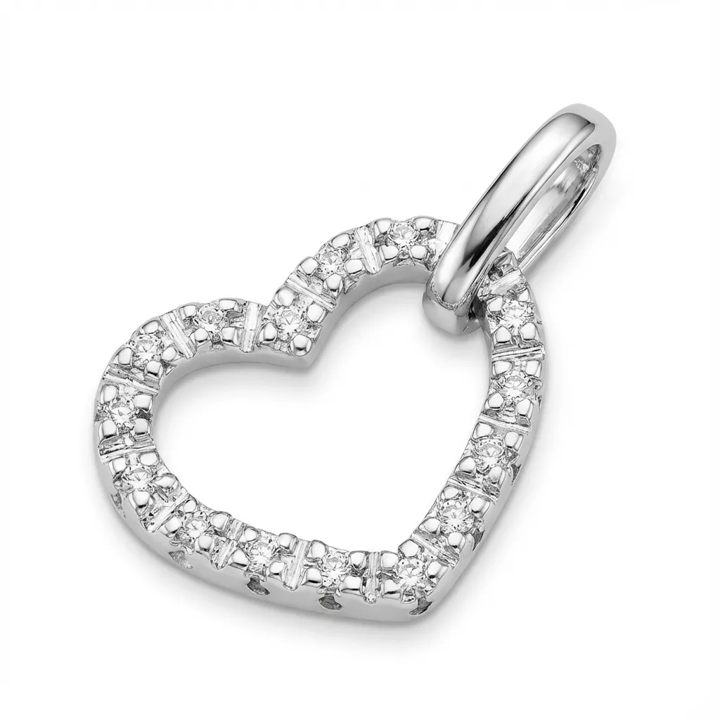 Pendentif Or Blanc Douna Diamant Coeur - Pendentif en Or 750 18k - Bijoux en Vogue
