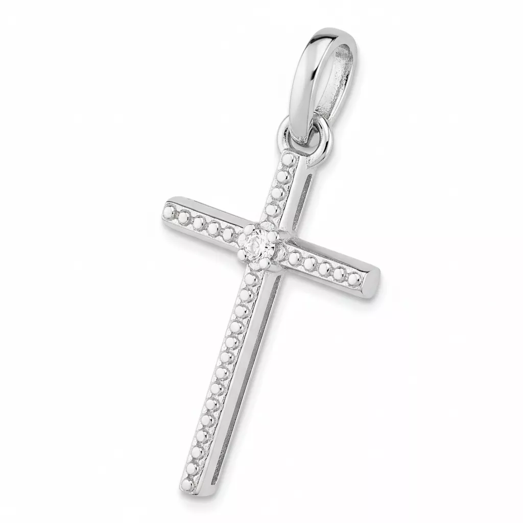 Pendentif Or Blanc Diamant Croix Chrétienne - Pendentif en Or 750 18k - Bijoux en Vogue