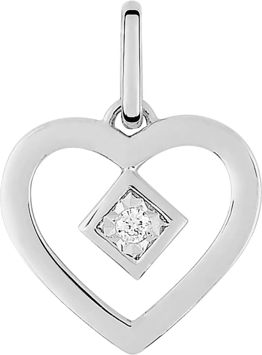 Pendentif Or Blanc Eurhydis Diamant Coeur - Pendentif en Or 750 18k - Bijoux en Vogue