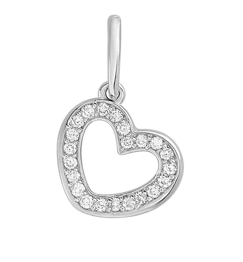 Pendentif Or Blanc Conseicao Diamant Coeur - Pendentif en Or 750 18k - Bijoux en Vogue