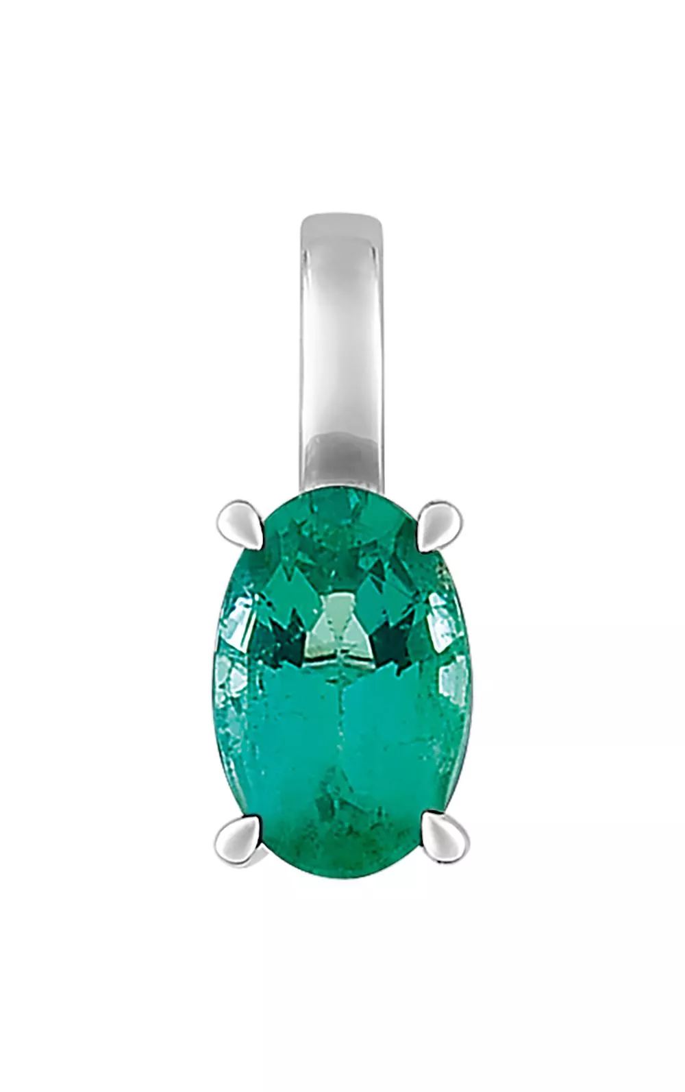 Pendentif Or Blanc Josepphine Emeraude - Pendentif en Or 750 18k - Bijoux en Vogue