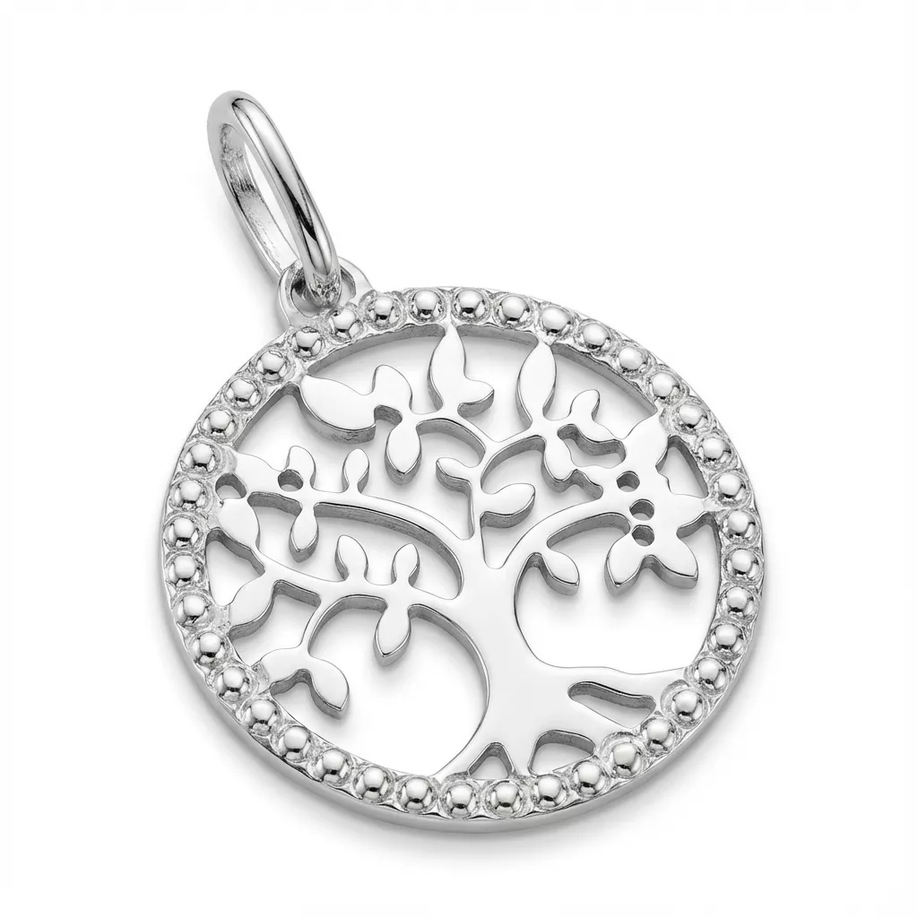 Pendentif Or Blanc Arbre de Vie - Pendentif en Or 750 18k - Bijoux en Vogue