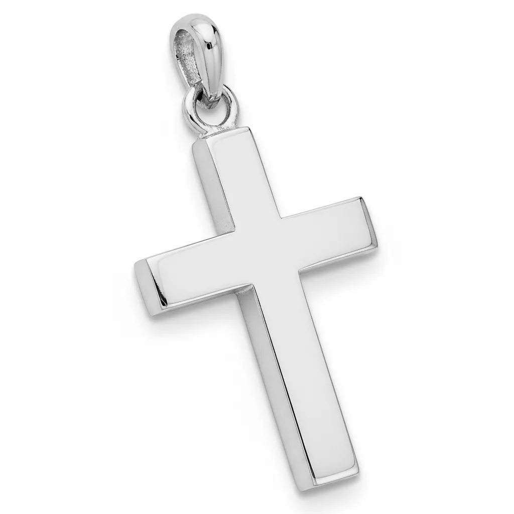Pendentif Or Blanc Croix Chrétienne - Pendentif en Or 750 18k - Bijoux en Vogue