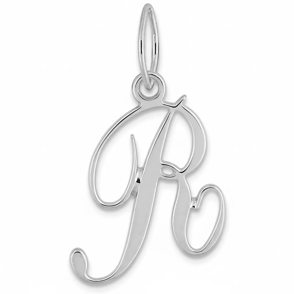 Pendentif Or Blanc Lettre R - Pendentif en Or 750 18k - Bijoux en Vogue