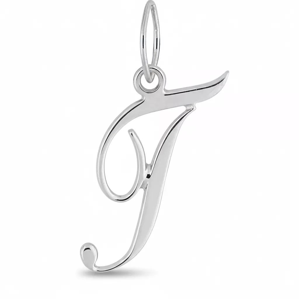 Pendentif Or Blanc Lettre T - Pendentif en Or 750 18k - Bijoux en Vogue