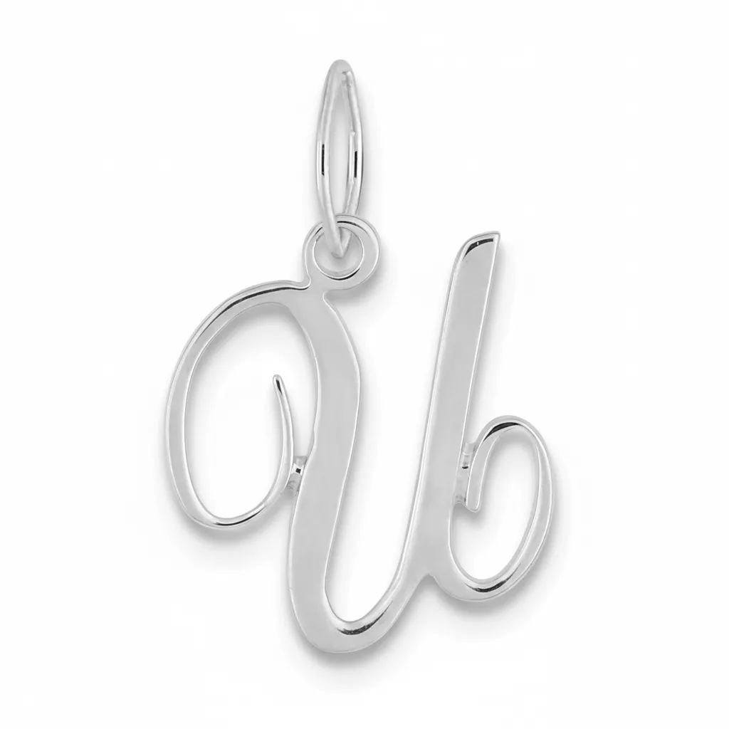 Pendentif Or Blanc Lettre U - Pendentif en Or 750 18k - Bijoux en Vogue