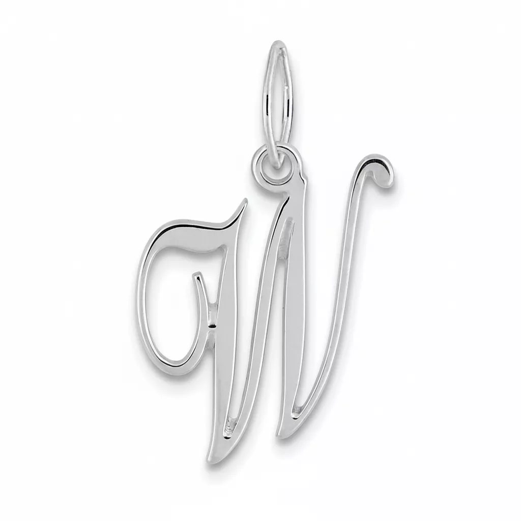 Pendentif Or Blanc Lettre W - Pendentif en Or 750 18k - Bijoux en Vogue