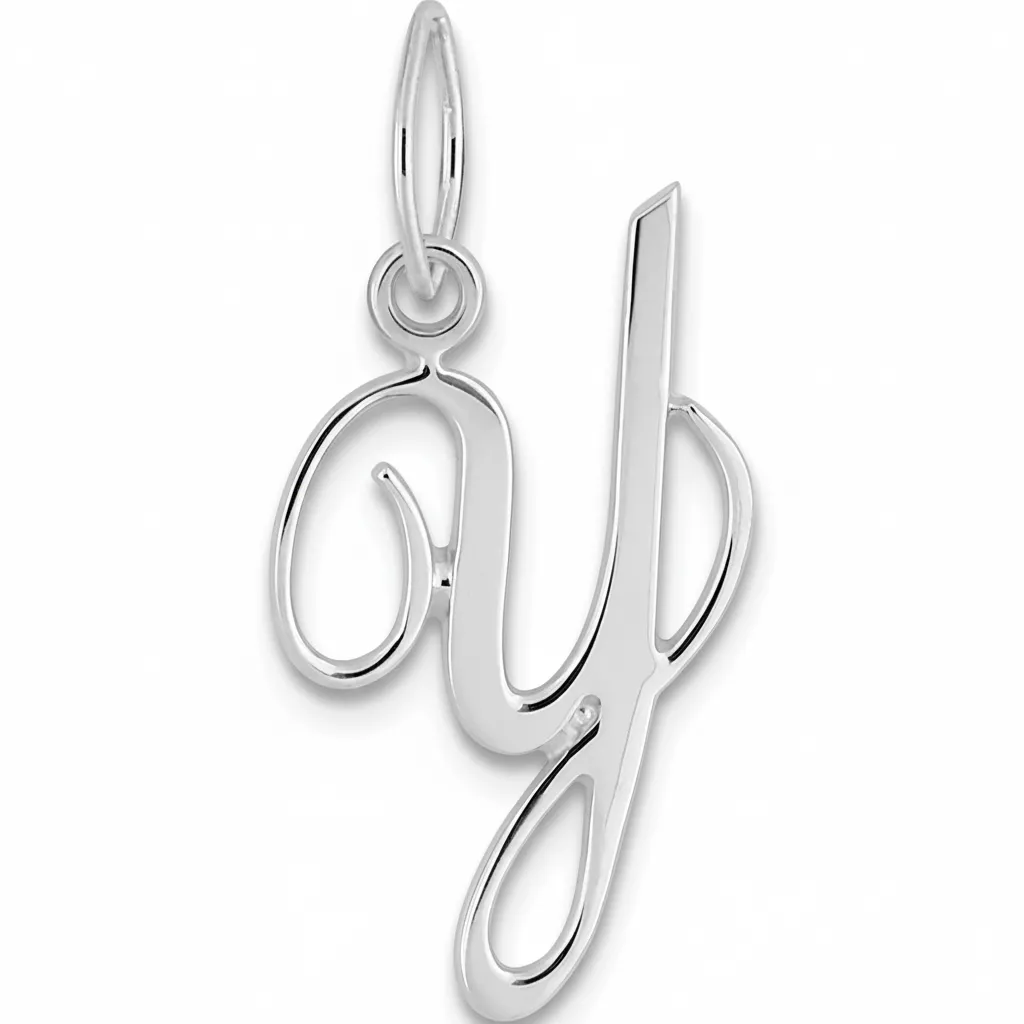 Pendentif Or Blanc Lettre Y - Pendentif en Or 750 18k - Bijoux en Vogue